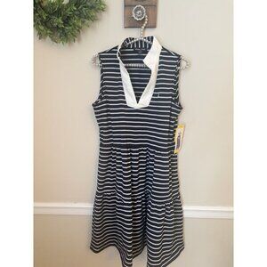 NWT Nautica Womens Size Small Blue White Stripe Sleeveless Knit Dress Nautical